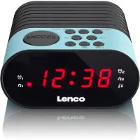 Lenco CR-07, Ur, FM, PLL, LED, Sort, Blå, 3 V, Vekselstrøm/batteri