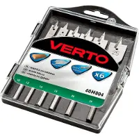 Verto 60H804, Boremaskine, Flat mejselborebit, Træ, Sekskantet skaft, 6 stk, 10, 12, 16, 18, 20, 25 mm