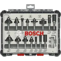 Bosch Bitsæt til fræsejern, 15 dele, blandet, skaft på 8 mm