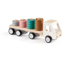 Kids Concept Stabellastbil - 38 cm - Aiden - Hvid/Natur - - OneSize - Stablelegetøj