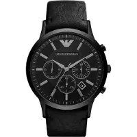 Emporio Armani Herreur AR2461 Sportivo Sort/Læder Ø46 mm