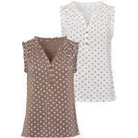 LASCANA Bluse taupe / hvid