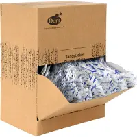 Duni Tandstikker Jordan Trekantet enkeltindpakket i træ FSC klar/hvid folie - displayboks med 1000 stk.