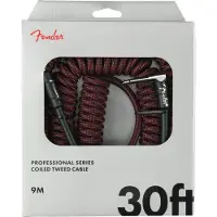 Fender Professional Series Tweed oprullet instrumentkabel Guitarkabel Guitartilbeh?r Lige/vinkel r?d 30 fod
