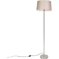 QAZQA Moderne gulvlampe stål med taupe skærm 45 cm - Simplo