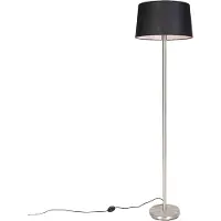 QAZQA Moderne gulvlampe i stål med sort lampeskærm 45 cm - Simplo