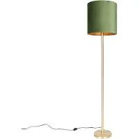 QAZQA Botanisk gulvlampe messing med grøn skærm 40 cm - Simplo