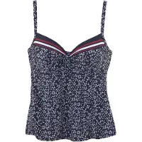 LASCANA Tankini-overdel navy / cranberry / hvid