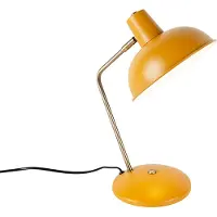 QAZQA Retro bordlampe gul med bronze - Milou