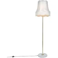 QAZQA Retro gulvlampe messing med mormorslampeskærm creme 45 cm - Kaso