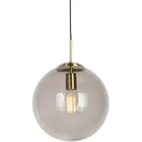 QAZQA Moderne pendellampe messing med røgglas 30 cm - Ball