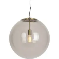 QAZQA Moderne pendellampe messing med røgglas 50 cm - Ball