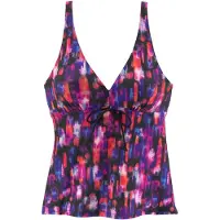 LASCANA Tankini-overdel mørkelilla / mørk pink / sort