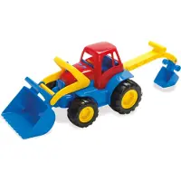 Dantoy Traktor m. Rendegraver - 27 cm - Rød/Blå - - OneSize - Bil