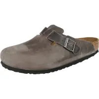 Birkenstock Birkenstocktil mænd. 1013255 Læderclogs Boston (Regular pasform) grå (44), Fast, Spænder, Casual