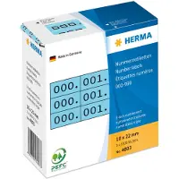 Herma - Sort, blå - 10 x 22 mm 3000 etikette(r) (1000 ark x 3) selvklæbende nummermærkater