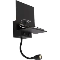 QAZQA Moderne væglampe sort med USB og fleksibel arm - Flero