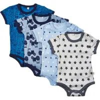 Pippi Baby Bodyer K/Æ - 4-pak - Blå/Lyseblå m. Mønster - - 62 - Body K/Æ