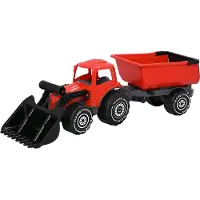 Plasto Traktor med frontlæsser og anhænger 56,5 cm. RØD