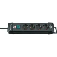 Brennenstuhl Premium-Line - Stikdåse - output-stikforbindelser: 4 - 1.8 m ledning - sort