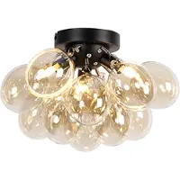 QAZQA Smart loftslampe sort med ravfarvet glas 3-lys inkl. Zigbee G9 - Uvas