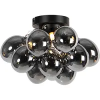 QAZQA Smart loftslampe sort med røgglas 3-lys inkl. Zigbee G9 - Uvas