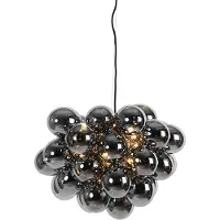 QAZQA Design pendellampe sort med røgglas rund 8-lys - Uvas