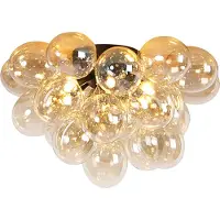 QAZQA Design loftslampe sort med ravfarvet glas 6-lys - Uvas