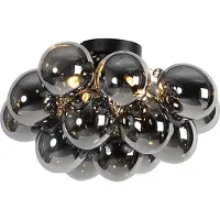 QAZQA Design loftslampe sort med røgglas 4-lys - Uvas