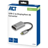 ACT USB-C til DisplayPort adapter, 4K @60Hz, kabel 0,15 m, aluminium (AC7030)