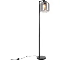 QAZQA Design gulvlampe sort med røgglas - Qara Down
