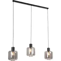 QAZQA Design pendellampe sort med røgglas 3-lys 161,5 cm - Qara