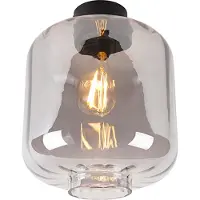 QAZQA Design loftslampe sort med røgglas - Qara