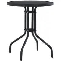 vidaXL havebord 80 cm stål og glas sort