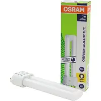 Osram DULUX S/E - Ikke-integreret kompakt fluorescerende lyspære - form: T12 - 2G7 - 7 W - klasse G - varmt hvidt lys - 3000 K