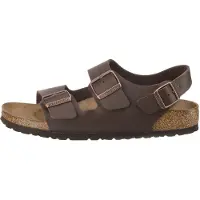 Birkenstock Birkenstocktil mænd. 34703 Sandaler Milano Birko-Flor (Smal pasform) brun (45), Læder, Fast, Spænder, Casual