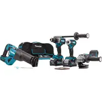 Makita DK0126G401, Cordless reciprocating saw, Cordless angle grinder, Trådløs kombiboremaskine, Trådløs skruetrækker, 1/4, 3700 rpm, 68 Nm, 650 rpm, 2600 rpm