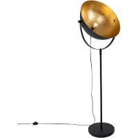 QAZQA Industriel gulvlampe sort 50 cm med guld justerbar - Magnax