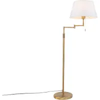 QAZQA Bronze gulvlampe med hvid kappe og justerbar arm - Ladas Deluxe