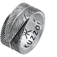 KUZZOI Ring 'Feder' sort / sølv
