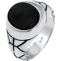 KUZZOI Ring 'Siegel' sort / sølv