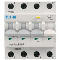 Eaton Kombiafbryder - RCBO 16A Udløserstrøm 30mA, B karakteristik, type A, 3 polet + nul, bredde 72 mm