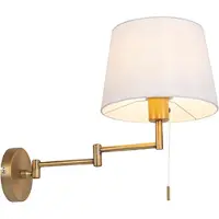 QAZQA Bronze væglampe med hvid hætte og justerbar arm - Ladas Deluxe