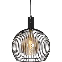 QAZQA Design rund pendellampe sort 40 cm - Dos
