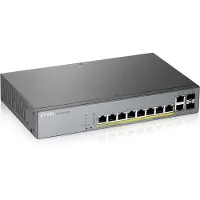 Zyxel GS1350-12HP - Switch - smart - 8 x 10/100/1000 (PoE+) + 2 x 10/100/1000 (uplink) + 2 x Gigabit SFP (uplink) - desktop, monterbar på stativ - PoE+ (130 W)