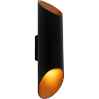 QAZQA Moderne væglampe sort med guld indvendig 9,6 cm - Organo