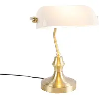QAZQA Klassisk notariuslampe guld med opalglas - Banker