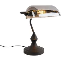 QAZQA Klassisk notariuslampe sort med røget spejlglas - Banker