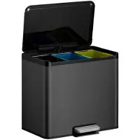 EKO Pedalspand, Essential, sort, rustfrit stål, 3-rums, 3x9 ltr., med soft close låg