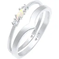 Elli Ring sølv / transparent / perlehvid